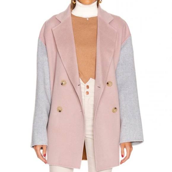 ACNE STUDIOS Odine Double Breasted Wool Coat in Powder Pink Melange Sz 36/Small - Picture 2 of 8